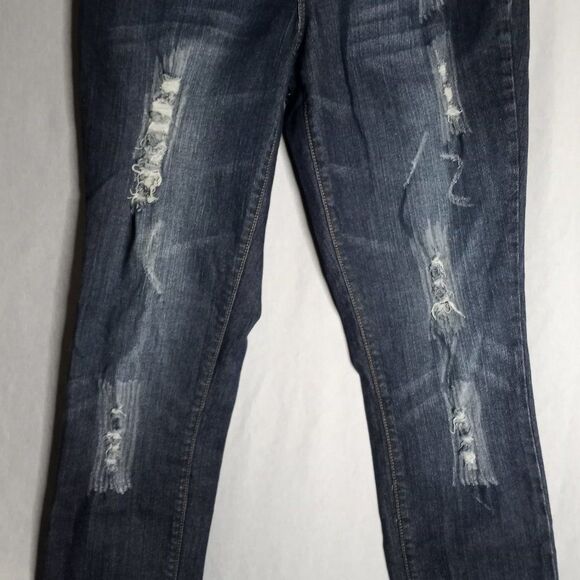 TFive Jeans Junior Size 13 Denim Skinny Distressed Medium Dark Y2K - Picture 6 of 9